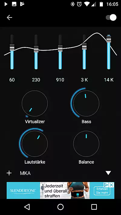 Equalizer am Smartphone